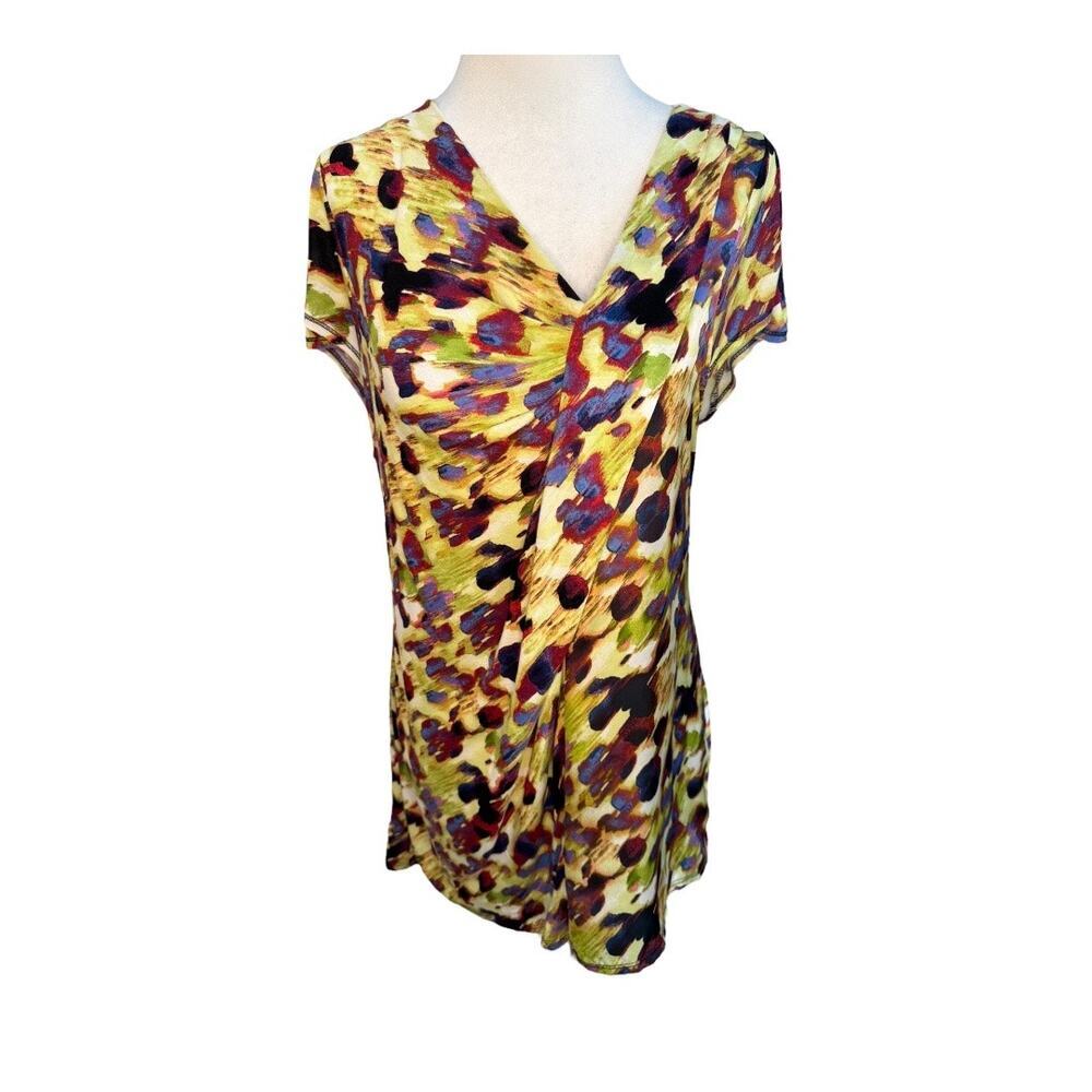 Simply Vera Vera Wang Women's Short Sleeve Blouse Large Multicolor Abstract